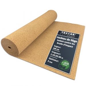 5m² | Isolation phonique TRECOR Rouleau en liège – Épaisseur 3 mm – Isolation acoustique naturelle et écologique pour sols stratifiés et parquets – 5 m² (uficell Parkettunterlagen, neuf)