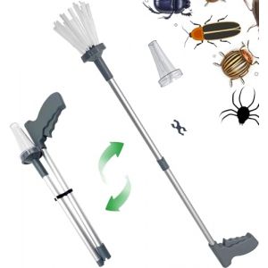 Attrape Insecte Pliable Attrape Araign&eacute;e Extra-Long Pince pour araign&eacute;e Portable Pi&egrave;ges &agrave; Cafards Araign&eacute;es Spider Catcher Vivants Outil d'Attrape-Insectes pour Maison et Jardin, Gris (PEZEEU, neuf)