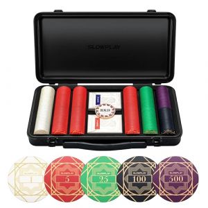 SLOWPLAY Nash Poker Set, jetons de Poker en c&eacute;ramique 300 PCS [avec Valeur] 43mm | Malette de Poker Texas Holdem, Coffret de Poker | avec Cartes de Poker, Bouton Dealer (SLOWPLAY, neuf)