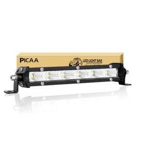 PICAA LED Barre Lumineuse Super Slim 7 Pouces 22.5cm 30W Une Rangée Rampe a LED Barre de LED Faisceau de D'inondation 12V 24V Hors Route Voiture Véhicules 4x4 SUV ATV Camion Tracteur (BEISHUO-UK, neuf)