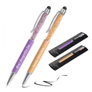 Jolis Papiers Stylo personnalisé métallisé 2 en 1 avec votre texte personnalisé de haute qualité avec cristaux intégrés. 13 coloris disponibles (Cristaux, Violet/Gold, 2) (Jolis Papiers, neuf)