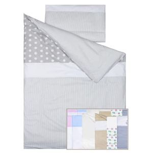Housse De Couette Nordique du Lit Bébé 60x120cm Et Taie d'oreiller (90x120cm, 30x60cm)- 100% Coton - Vizaro - Pois Et Lignes (Vizaro Made In Europe - France, neuf)
