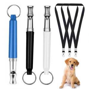 NHQZ 3 PCS Sifflet Ultrason Chien, Sifflet Ultrason Chien Anti Aboiement, Sifflet Chien Rappel avec Lanière, Sifflet Chien Rappel, Sifflet pour Chien à Haute Fréquence (NHQZ, neuf)