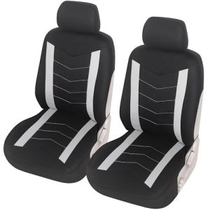 upgrade4cars Housses de Siège de Voiture Avant Universelle Noir Blanc | Housse de Sieges Auto Universel pour Conducteur et Passager (upgrade4cars, neuf)