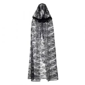 Cape en dentelle, cape à capuche en tulle, costumes d'Halloween gothiques noires pour femmes cosplay vampire witch fête (Alinglin, neuf)