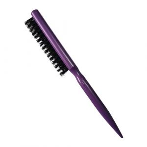 JOCXZI Teasing Brosse à cheveux en poils sanglier, peigne salon professionnel cheveux longs, épais, bouclés, ondulés, secs ou abîmés, réduisant la casse des cheveux brun（Poignée en plastique violet) (FRANCIS HUGHES LUCIA HUGHES LTD, neuf)