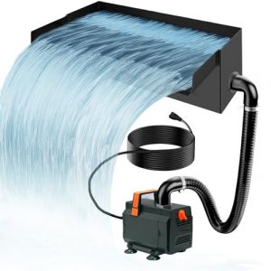 washrobots Cascade Bassin Exterieur, 20CM Cascade Bassin en Acier Inoxydable, Pompe de Bassin 40 W 2 500 l/h avec Cascade, Cascade Piscine pour Étang de Jardin, Cour, Bassin à koï, Bassin Extérieur (Washrobots, neuf)