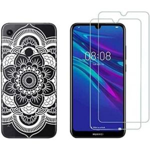 NOVAGO Compatible avec Huawei Y6 2019,Y6S 2019 /Honor 8A -Pack Complet Coque Souple Solide Anti Choc avec Impression + 2 Films Protection &eacute;cran Verre tremp&eacute; r&eacute;sistant (Coque+ 2 Films, Rosace) (NOVAGO-Vendeur PRO fran&ccedil;ais, neuf)