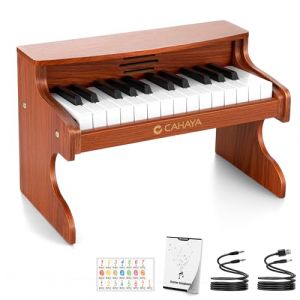 CAHAYA Piano Enfant Bois 25-Touches: Piano Numérique Éducatif pour Filles et Garçons 3+ Cadeau Noël ou Anniversaire (Cahaya Music, neuf)