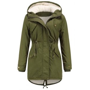 Miaikvs Parka &agrave; capuche doubl&eacute;e en polaire pour femme Manteau d'hiver rembourr&eacute; coupe-vent chaud(Vert,XXL) (Miaikvs, neuf)