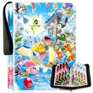 50 Pages 400 Cartes Classeur, Classeur Carte Avec Fermeture Éclair, Album Carte Avec Portable Poignée, Range Carte, Porte Carte Cuir Imperméable, Convient Aux Collections De Cartes Pour Enfants (Zoouan_store, neuf)