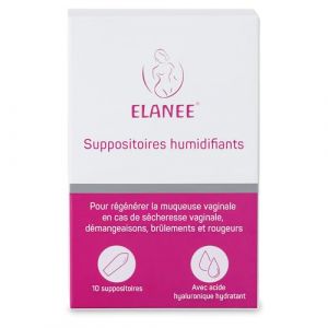 ELANEE suppositoires hydratants [10 suppositoires] suppositoires vaginaux en cas de sécheresse vaginale, démangeaisons & brûlements, avec acide hyaluronique hydratant, sans hormones (737-K1) (NUSIUM Family GmbH, neuf)