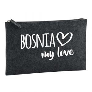 Huuraa trousse de toilette Bosnia my love Trousse de toilette cadeau en feutre anthracite 1 litre Bosnia my love Pr&eacute;sent (Hellweg Handelsbetrieb Soest, neuf)