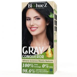 Coloration permanente Couverture des cheveux gris Coloration sans PPD Couleur naturelle Couleur noire 1B Obsidian Noir Black (BioHueZ, neuf)