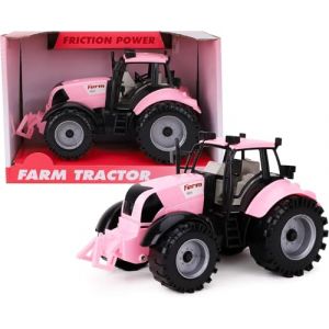 ToylandⓇ Tracteur agricole &agrave; Friction avec Capot ouvrant &ndash; Disponible en Rose, Bleu, Rouge et Vert (Rose) (Toyland&reg;, neuf)