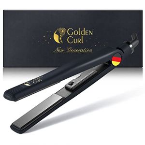 Golden Curl Fer Lisseur Cheveux Professionnel - 5 Ans de Tranquillité - Fer à Lisser et Boucleur Cheveux 2 en 1 - Appareil de Coiffure Hair Straightener pour Lisser et Boucler (Allemagne) (Golden-Curl, neuf)