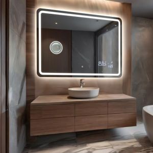 FORAM Glasmo Moderne Miroir avec LED Illumination Salle de Bain 120x80 cm Siena - Personalizer - Arrondi sur Mesure LED Lumineux Miroir avec Éclairage intégré - avec Accessoires (ARTFORMA, neuf)
