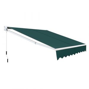 RELAX4LIFE Store Banne Manuel Rétractable avec Manivelle, Auvent Balcon en Polyester Anti-UV, Cadre en Alu, Inclinaison 40°-100°, Store Banne pour Porte, Fenêtre, Terrasse (Vert,245 x 200 CM) (RELAX4LIFE, neuf)