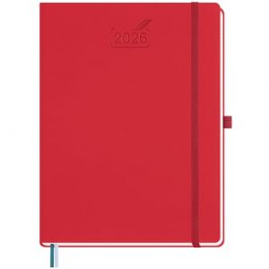 BEZEND Agenda 2026 Semainier A4 28 x 22 cm, janvier à décembre 2026 (12 mois) avec Couverture Rigide en Cuir PU, Rouge (Bezend, neuf)