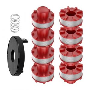Bobine de Fil de Rechange pour Tondeuse Einhell, 3405096 avec Capuchons et Ressort TLE-01-1, Compatible avec GE-CT 36/30 LI E Solo, AGILLO 18/200 (Bobine*8+Capuchon*1+Ressort*1) (Sandwichl, neuf)