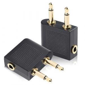 2 Pièces Adaptateur Jack 3,5 mm pour Casque D'écoute d'avion Plaqués Or,Adaptateurs Airline Ecouteur Avion Adaptateur Audio Jack pour Casque Audio Double Prise Jack 3,5 mm vers Jack Stéréo 3,5 mm (HengShuiShuoLongKeJiYouXianGongSi, neuf)
