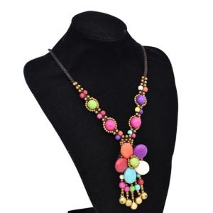 Collier turquoise de style ethnique, chaîne frontale, cloche à fleurs, chaîne de pull, accessoires faits à la main de style tibétain, bandeau for cheveux(Violet) (lidongjinshop, neuf)