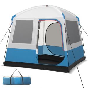 GOPLUS Tente de Camping pour 5 Personnes, Tente Familiale Coupe-Vent, Grandes Portes en Maille Double Couche, Fenêtres en Maille, Sac de Transport, Ultra Légère pour Randonnée, Voyages,248 x 248 x 230 (Augenstern24, neuf)