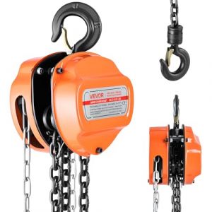 VEVOR Palan Manuel à Chaîne, Capacité Charge 0,5 T, Hauteur de Levage 3 m, avec Crochet Robuste, Chaîne G80, Système de Frein à Double Cliquet, Levage de Marchandise pour Garages, Chantiers, Entrepôts (VEVOR Direct Store FR, neuf)