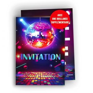 Edition Colibri Cartes d&rsquo;invitation anniversaire enfant &ndash; Th&egrave;me disco &ndash; Lot de 10 cartes A6 &ndash; F&ecirc;te des ann&eacute;es 80 et 90 &ndash; Invitations amusantes pour enfants (Edition Colibri, neuf)
