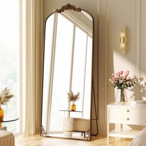 Koonmi Miroir sur pied bomb&eacute; vintage, 76 x 165 cm, miroir sur pied incassable, pleine longueur avec beau processus de gravure r&eacute;tro, pour chambre &agrave; coucher, couloir, antique (KoonmiEU, neuf)