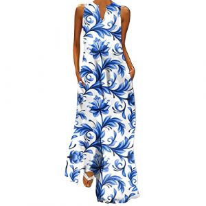 NNGOTD Robes D'&eacute;T&eacute; pour Femmes 2023 Robe Ete Femme Longue Boheme Style Grande Taille Impression Vintage Robe Mousseline De Soie R&eacute;Tro Robe Robe Dentelle Femme Robe 2023 Mode Robe Femme Grande Taille (BAULMD（90% Big Promotion Without Discount Code ）, neuf)