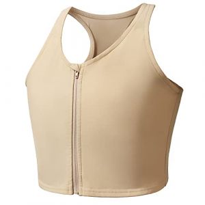 Wonababi Classeur de poitrine, classeur Trans avec fermeture &eacute;clair, d&eacute;bardeur demi-longueur pour gyn&eacute;comastie, Cosplay, soutien-gorge FTM Binder (Nature & Healthy Pet's home, neuf)