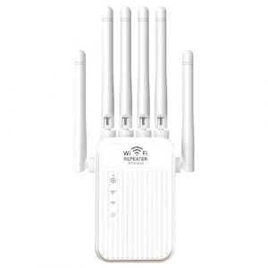 R&eacute;p&eacute;teur WiFi Puissant pour Maison, Amplificateur WiFi, 6 Antennes, 2 Ports LAN, Extendeur Wi-FI pour Maison et Bureau, Amplificateur de Signal WiFi, Couverture Jusqu'&agrave; 300 m&sup2; (KSHZCHENG, neuf)