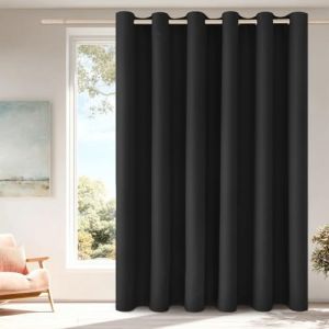 Hiasan Rideau Separation de Piece, Rideau Occultant &agrave; &oelig;illets, Lumineux Bloquer pour Maison Chambre Salon Bureau, 1 Piece, 254 x 243 cm (L x H), Noir (Hiasan, neuf)