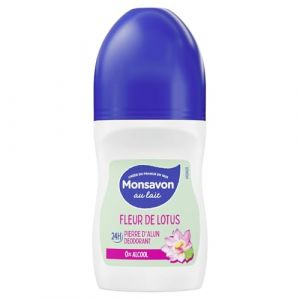 MONSAVON &ndash; D&eacute;odorant Roll-on 24h Sans Alcool, Douceur Fleur de Lotus, Fra&icirc;cheur Naturelle (50mL) - lot de 4 - Vendu par Lot (March&eacute; Parisien, neuf)