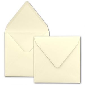 75x Enveloppes carrées vanille (crème) - 15,5 x 15,5 cm - sans fenêtre, à collage humide - 110 g/m² - Pour les cartes d'invitation à un mariage, un anniversaire et plus -Serie FarbenFroh (GUSTAV NEUSER GmbH, neuf)
