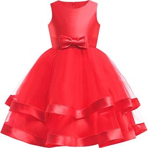 Sunny Fashion Robe Fille sans Manches Rouge Robe de Bal Princesse Mariage Partie Robe Ceremonie Fille 8 Ans (Sunny Fashion Europe, neuf)