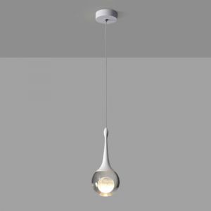 RXPVUXE Drop Art Pendant Lighting Luminaire Suspendu Moderne à LED Blanc, plafonnier Suspendu en Forme de Goutte d'eau élégante, Mini Lustre Long en Aluminium 4000K 5W pour Chambre à Coucher, Chevet, (Shi Lexing, neuf)
