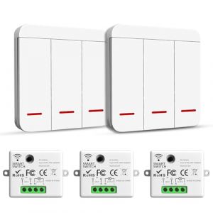 ARCELI Interrupteur sans fil, interrupteur de s&eacute;curit&eacute; de l'&eacute;metteur RF et contr&ocirc;leur de r&eacute;cepteur - 2200W/10A Interrupteur d'&eacute;clairage intelligent, int&eacute;rieur 30-50M, Emetteur Radio 433Mhz (lingyunfeng, neuf)