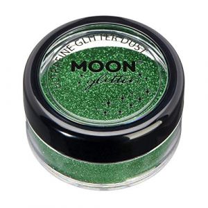 Poudre brillante ultrafine classique par Moon Glitter &ndash; 100% de paillettes cosm&eacute;tique pour le visage, le corps, les ongles, les cheveux et les l&egrave;vres - 5g - Vert (NeonBeauty, neuf)