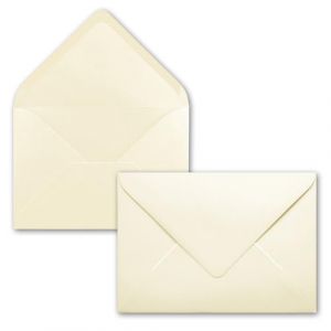 Lot de 25 enveloppes B6 - 17,5 x 12,5 cm - Vanille/crème - Fermeture humide avec rabat pointu - 120 g/m² - Pour mariage, cartes de vœux, invitations (GUSTAV NEUSER GmbH, neuf)