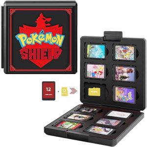 &Eacute;tui pour cartes de jeux Nintendo Switch - Portable et Mince, Boitier de protection pour 24 Jeux Nintendo Switch, Bo&icirc;te de rangement peut contenir 12 cartes de jeu et 12 cartes SD (Black Shield) (SUSEN-EU, neuf)