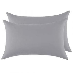 Taie Oreiller 100% Coton 50x70cm 2PCS, Taie d'oreiller Rectangulaire Puro Coton Jersey 120GSM - Housse de Coussin Résistant et Hypoallergénique Gris Clair (Trame Italiane, neuf)