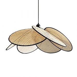 THAELY Luminaire Tissé en Forme De Pétales, 6 Pièces Lampe À Suspension Lanterne en Osier Rotin Plafonnier De Salle À Manger Minimaliste Luminaire Suspendu De Style Scandinave pour Le Café du Salon (FENGMINGYUE, neuf)