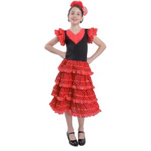 Carnavalife Robe de flamenco pour fille et fille avec motif à pois rouges et noirs, 12 ans (Carnavalife, neuf)