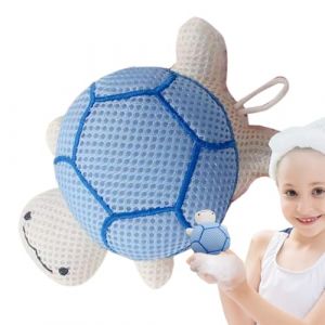 ZHUMCCY Poufs de bain pour la douche – Brosse à récurer le corps en forme de tortue | Joli pouf à récurer en maille douce pour le bain de bébé, garçon et fille, salle de bain (zhuag, neuf)