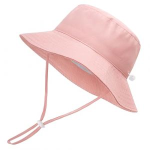 Xnova B&eacute;b&eacute; Enfant Chapeau de Soleil R&eacute;glable, Chapeaux de Seau Large Bord Unisex UPF 50+ Bucket Hat Bob Anti-UV Casquette pour Fille Garcon (Rose, M(Circonf&eacute;rence Chapeau: 52-54 cm)) (Mindfar-direct, neuf)