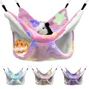 GOEDCH Hamac pour cochon d'Inde : 4 pi&egrave;ces Hamac pour petits animaux, lit de cochon d'Inde &agrave; 2 couches, grotte douillette suspendue pour cochon d'Inde pour hamster, furet, cage pour animaux de (SOCARE PRODUCTS LIMITED, neuf)