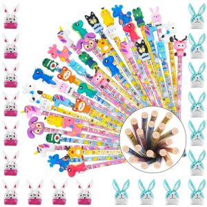 40 Crayons de Bois Kawaii +20 Sachet Bonbons Anniversaire Lot Crayon Enfant Petits Cadeaux Anniversaire Mignon Lot Stylo Fantaisie Crayon de Papier Kawaii de Animaux Stylo D'anniversai pour Fête (hai nan hui jun ke ji you xian gong si, neuf)