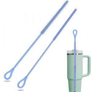 EJRUP 2pcs Goupillon Paille Silicone,Brosse Paille R&eacute;utilisable, Poign&eacute;e Antid&eacute;rapante Souple et Flexible, pour Pailles Verre pour Paille en Verre, M&eacute;tal, Smoothie et Gobelet, 6 mm + 9 mm (Bleu) (Anilalowbility, neuf)